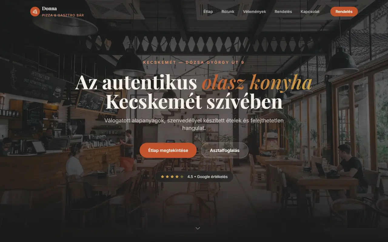DONNA – élő oldal képernyőképe